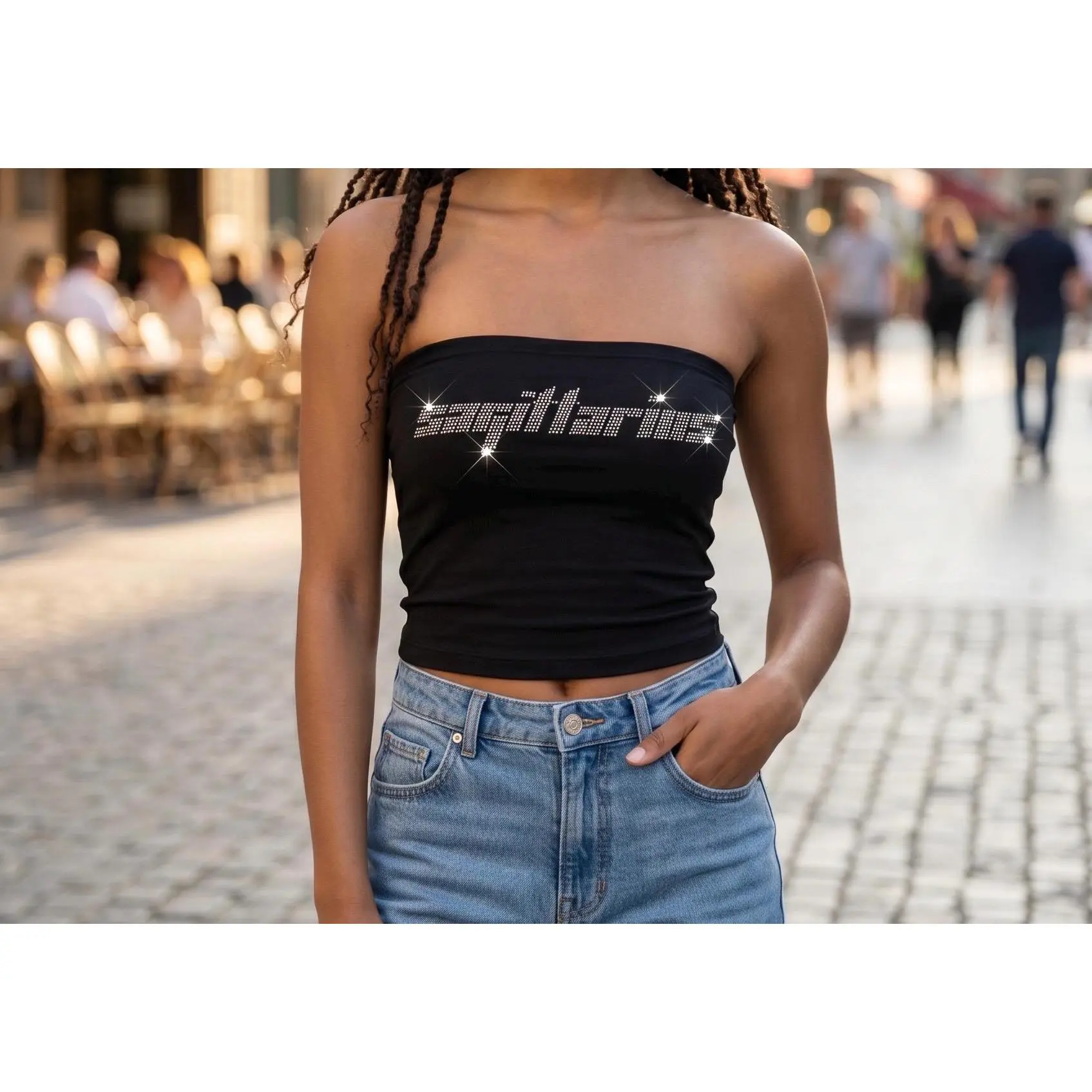 Sagittarius Rhinestone Tube Top Y2K Astrology