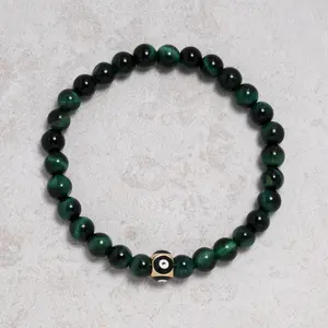 Green Tiger Eye 6mm Natural Gemstone Stretch Bracelet