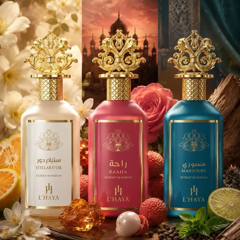L'HAYA DTELAR D’OR/RAAHA/MANSOURY Extravagant Extract of Parfum 3.4 oz. Set of 3