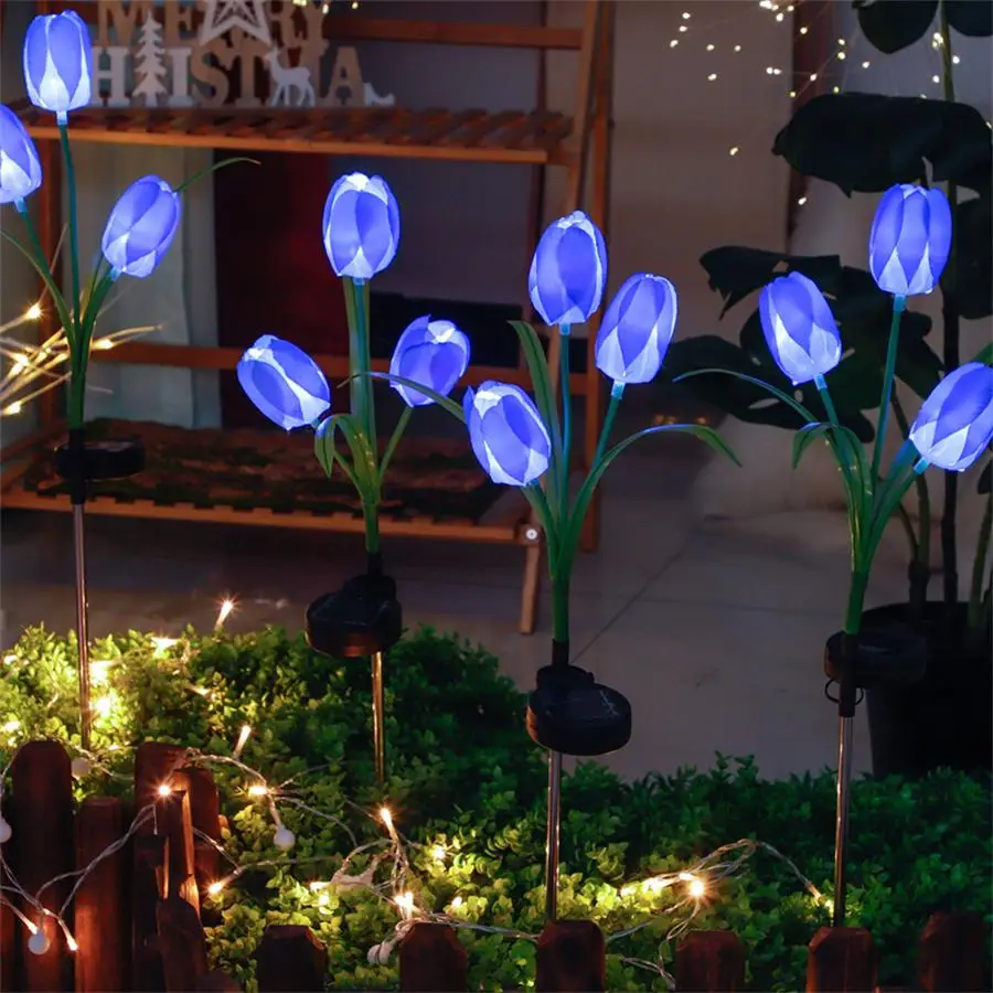 Solar Tulip Shaped Garden Light, 1 Count Outdoor Waterproof LED Decorative Lawn Light, Decor Light for Home Garden Lawn Courtyard