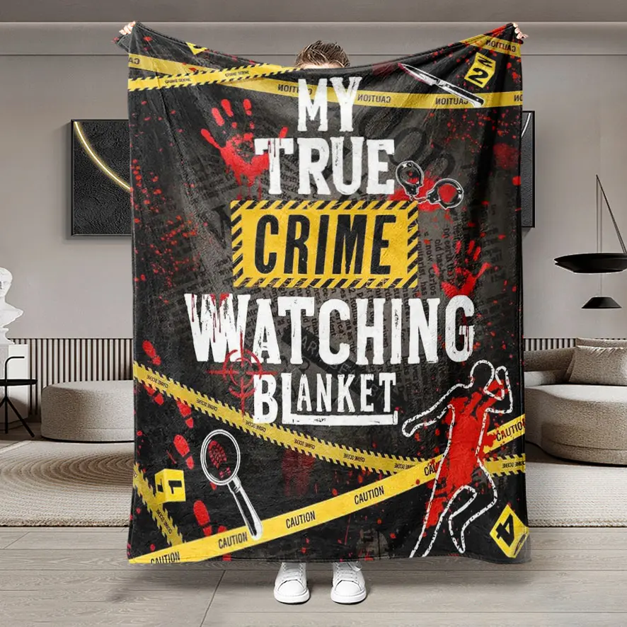 True Crime Theme Flannel Throw Cozy Warm Blanket, Large Soft Lightweight Warm, Perfect for Bed Sofa Office Camping Travel, Christmas Winter Gift, Soft Throws Blanket