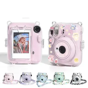 For Fujifilm Instax Mini 12 Mini 11 Transparent Camera Case Protective Carry Bag Cover with Shoulder Strap Storage Bag