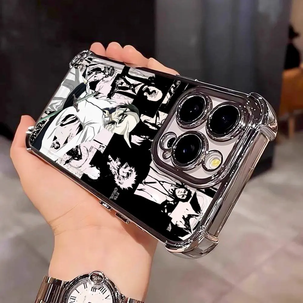 Bleach Ulquiorra Anime Hollow White Horned Phone Case For iPhone 17 Air 16 15 14 13 12 11 Pro Max Plus Silver Frame Clear TPU Shockproof Cover