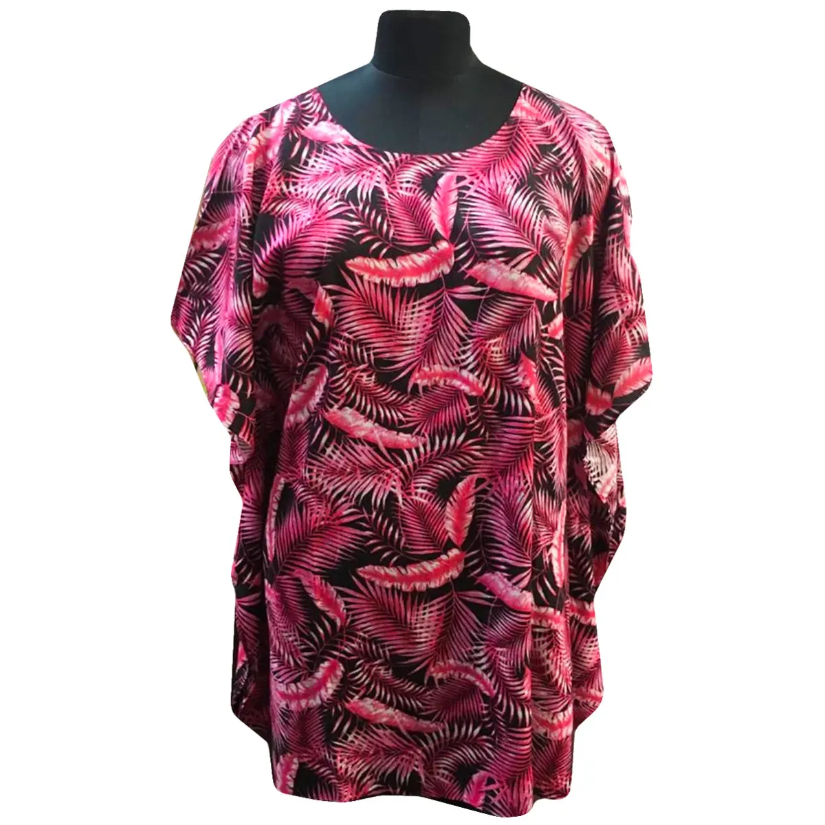 Tropical Leaf Print Poncho Mini Dress Casual Fashion