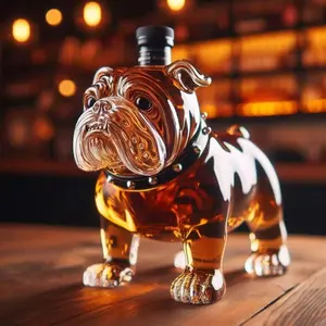 Novelty French Bulldog Glass Bottle, High Borosilicate Whiskey Decanter, Unique Bar Gift, Durable & Stylish Design, Perfect for Gifts