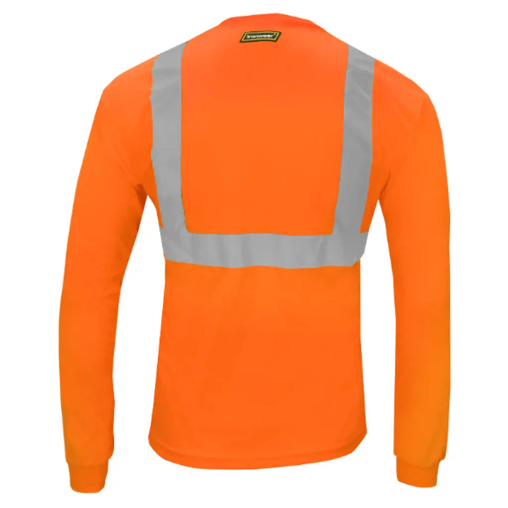 Ironwear 1835-O 4XL Long Sleeve Hi-Vis Shirt, Orange, ANSI Class 2