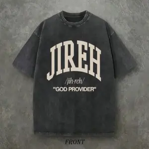 B-Jireh God Provider Vintage Washed Heavyweight Cotton T-Shirt | Premium Oversized Christian Streetwear Graphic Tee | Faith Based Boxy Fit Retro Shirt | Urban Aesthetic High Quality Apparel | Mineral Wash Charcoal Tee | Religious Gospel Top | Streetwear