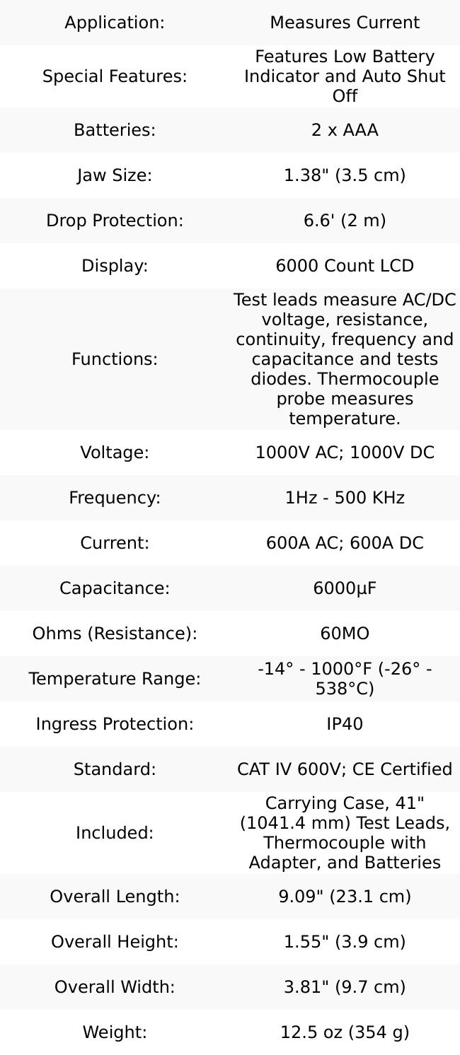Klein Tools CL800 Digital Clamp Meter AC/DC Auto-Ranging
