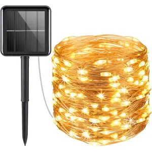 2 Pack 100/200/300 LED Solar String Lights, Waterproof Copper Wire, Fairy Lights Warm White Christmas Patio Garden Holiday Decor