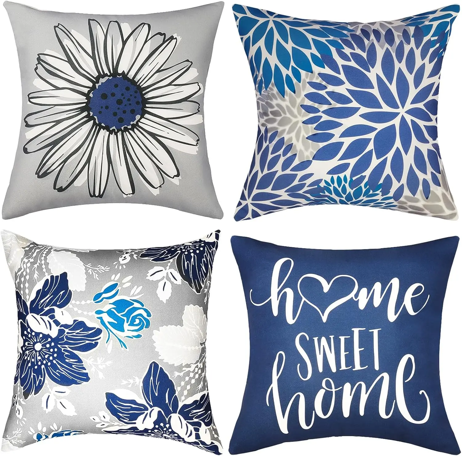 4Pcs 18" x18" Decorative Throw Pillow Covers, Simple Square Pillow Case Cushion Cover for Sofa Couch Farmhouse Outdoor Living Room (Excluding pillow insert)