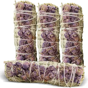 Lavender with White Sage  Sage Incense Sticks for Cleansing Negative Energy, Sage Sticks for House Cleansing - Lavender with White Sage Smudge Sticks Pack of 4