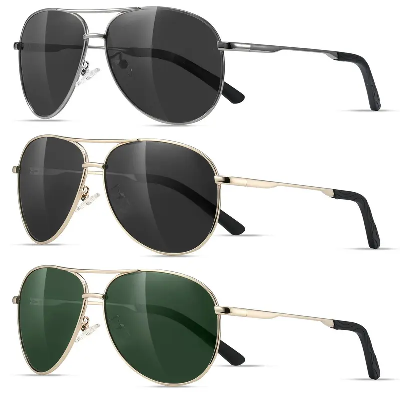 Eiuizah Polarized Aviator Men's Sunglasses - Retro Aviator Style, Vintage Eyewear, Full Rim Classic Metal Frame, UV Protection Lenses, Road Glare Control, Unisex Fit, Summer Travel Essential Fashion Accessory