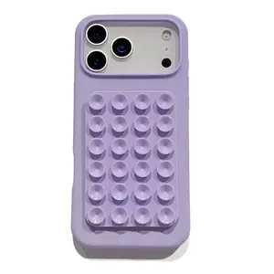 Suction cup folding stand suitable for iPhone 17/16/15/14 phone cases, protective cover with magnetic stand, new anti-drop silicone case