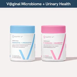 Happy V Foundationals Kit: Women's Prebiotic + Probiotic & D-Mannose + Cranberry for PH Balance, Flora Microbiome, UTI support