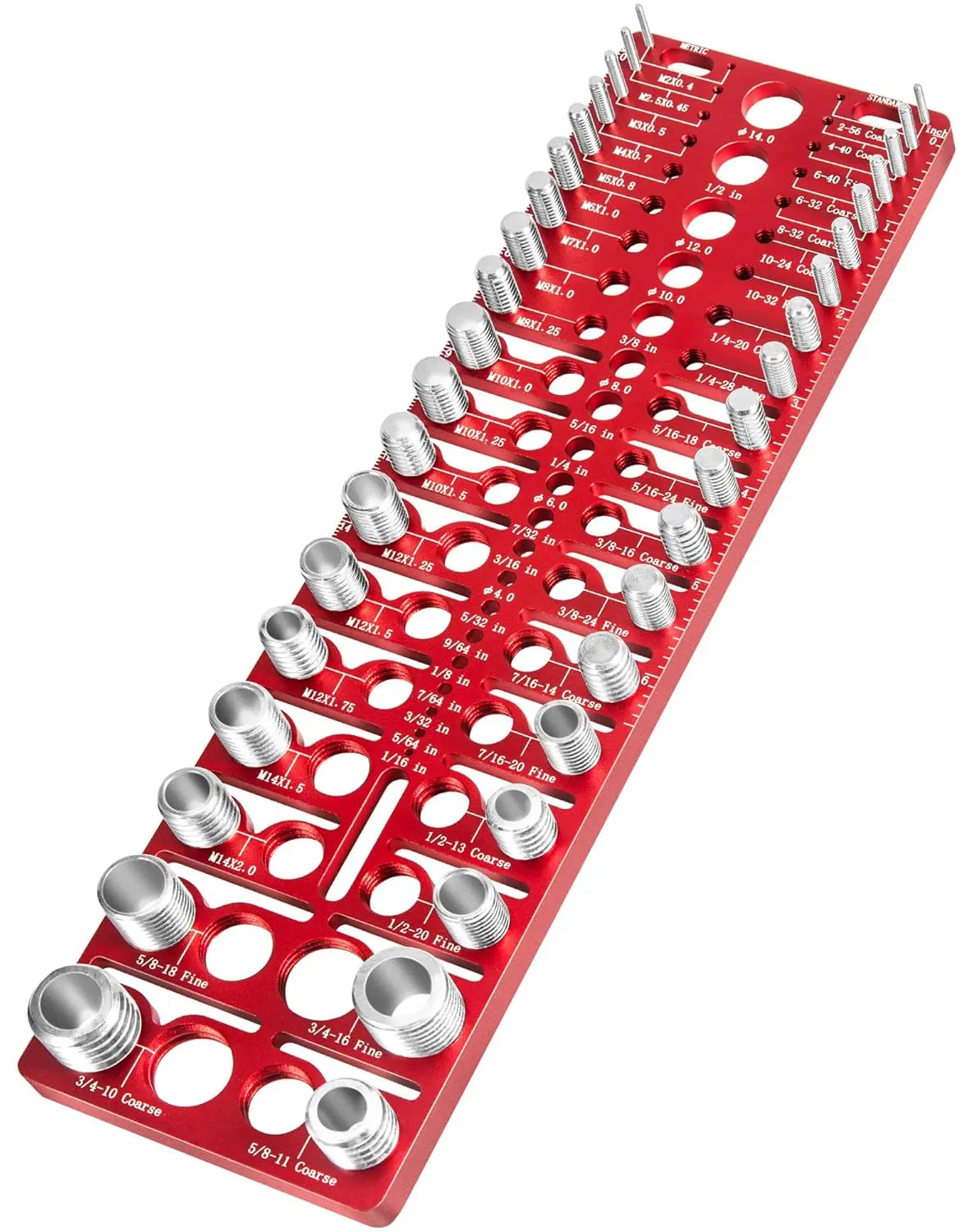 57 Pcs Nut & Bolt Thread Checker Gauge, Inch Standard & Metric Screw Identifier Tool, Includes 21 Standard, 17 Metric & 19 Drill Bit Gauges for Fastener Size Measuring