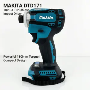 Makita DTD171 18V Brushless Impact Driver For Assembly Repair Electric  180Nm High Torque Kit Cordless Drill Household Tool Set M18 Lithium Replacement Battery Pack High-Torque Nailer Compact Corded Circular Saw with Laser Guide Hammer Rotary