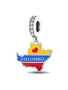 Colombia Flag Design Pendant, Fashionable Adjustable Bracelet for Women & Girls, Trendy All-match & Exquisite Jewelry for Birthday Gift