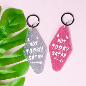 Not Today Satan Glitter Keychain