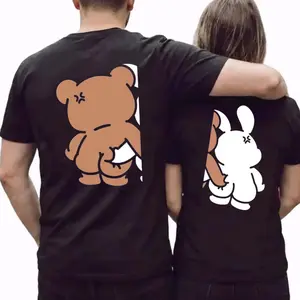 [100% Cotton] Couple Matching Valentine T-Shirt – Cute Bear Graphic Tee for Couples, Boyfriend Girlfriend Love Design, Unisex Short Sleeve Shirt, Cozy Casual Wear, Perfect Valentine’s Day Gift