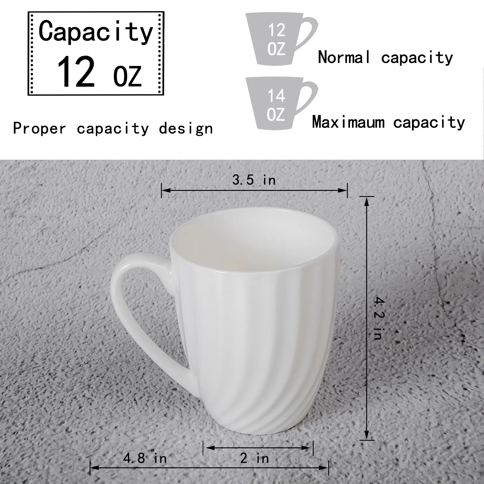 Coffee mugs set of 2, 12 oz white fine bone china coffee mugs set, spiral  texture porcelain tea cup coffee mug, upscale coffee mug for party, wedding  gifts, microwave safe - TikTok Shop