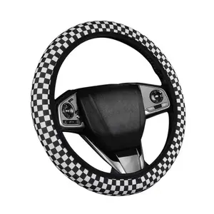 Checkerboard Pattern Non-Slip No Inner Ring Universal Steering Wheel Cover, Car Interior Protector for Men and Women, Sports & Outdoor Protective Accessory