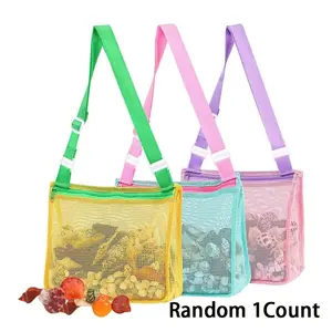 1count Beach Mesh Bag, Shell Storage Bag for Sand Toys, Seashell Collecting Bag, Children Beach Toy Storage, Large Mesh Beach Tote Bag