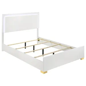 Marceline Wood Eastern King LED Panel Bed White