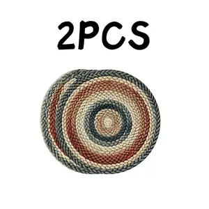 2/4 2D retro round table mats, placemats - farmhouse style kitchen and dining room decor, durable fabric, hand washable only, ideal home decor gift, suitable for kitchen and dining room use, table setting