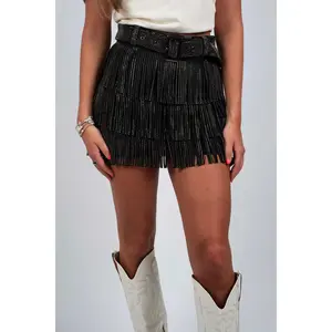 Eye Catcher Fringe Skort (Black)