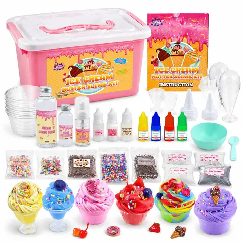 FUNEWEST Squishy Maker Kit - Flavor-Filled Slime Supplies, Squishy Fidget Decompression Set with 3 Scents (Vanilla Included), Whipped Cream Look Sprinkles, Soft Clay, Glue - 30+ PCS Non-Sticky Sensory DIY Craft Toys, Kid Girl Gifts for 8-12 Yrs