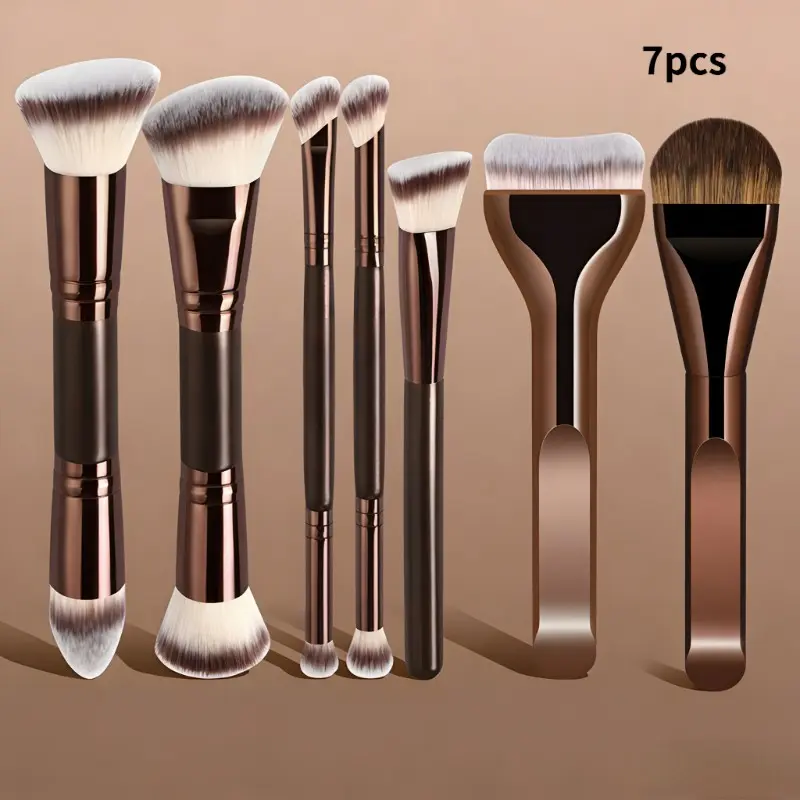 Double-Ended Makeup Brush Set for Foundation, Blush and Powder, Multifunctional Pillow Brush, Dual-Ended Cosmetic Brush Kit for Full-Face Makeup