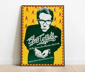 Elvis Costello vintage poster, Elvis Costello concert Posster,Poster Gift For Fans. No Frame