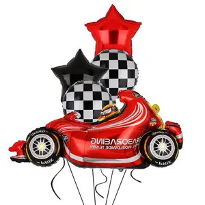 Race Car Balloons Tire Balloon Car Wheel Balloons Baby Shower Kids Two Fast Speedy Race Car Themed Birthday Party Decor Supplies 5 Pcs Kit