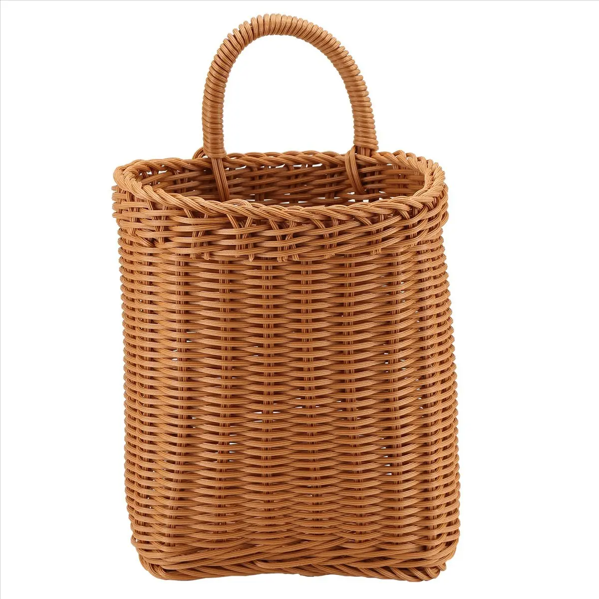 Kitchen Storage Basket with Handle Woven Hanging Baskets for Living Room Fruit Sundries Organizer Hand-Woven Baskets-L Hangable Flowers