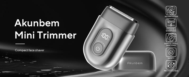 Akunbem Mini Electric Razor for Men , Waterproof & Comfortable One-Button Long Lasting for Travel & Daily Use, 2025 New Beard Shaver