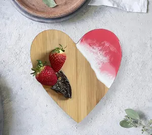 Pink Heart Beach Resin Art, Beach Resin Art Serving Tray, Cheeseboard