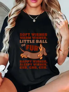 100% Cotton Unisex Little Ball Of Fur Soft Warm Wiener Dog Cute Dachshund Shirt T-Shirt