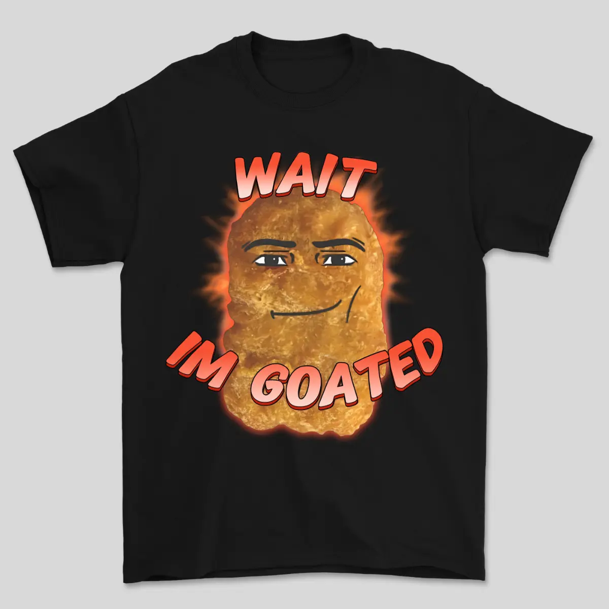 Y2K Wait I’m Goated Nugget Meme T-Shirt – Funny Nugget Graphic Tee – Vintage Gamer Aesthetic Unisex Streetwear Cotton Top for Men & Women
