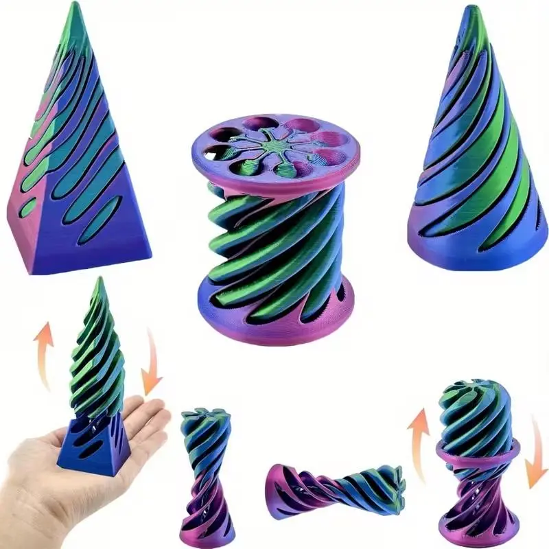 3 Pack Impossible Cones, Spiral Cone Decompression Toys, 3D Printed Pyramid Transfer Toy, Mini Swirl Line Illusion, Anxiety Relief, Stress Relief Fidgeting, Stress Relief Gadgets, Stress Reliever