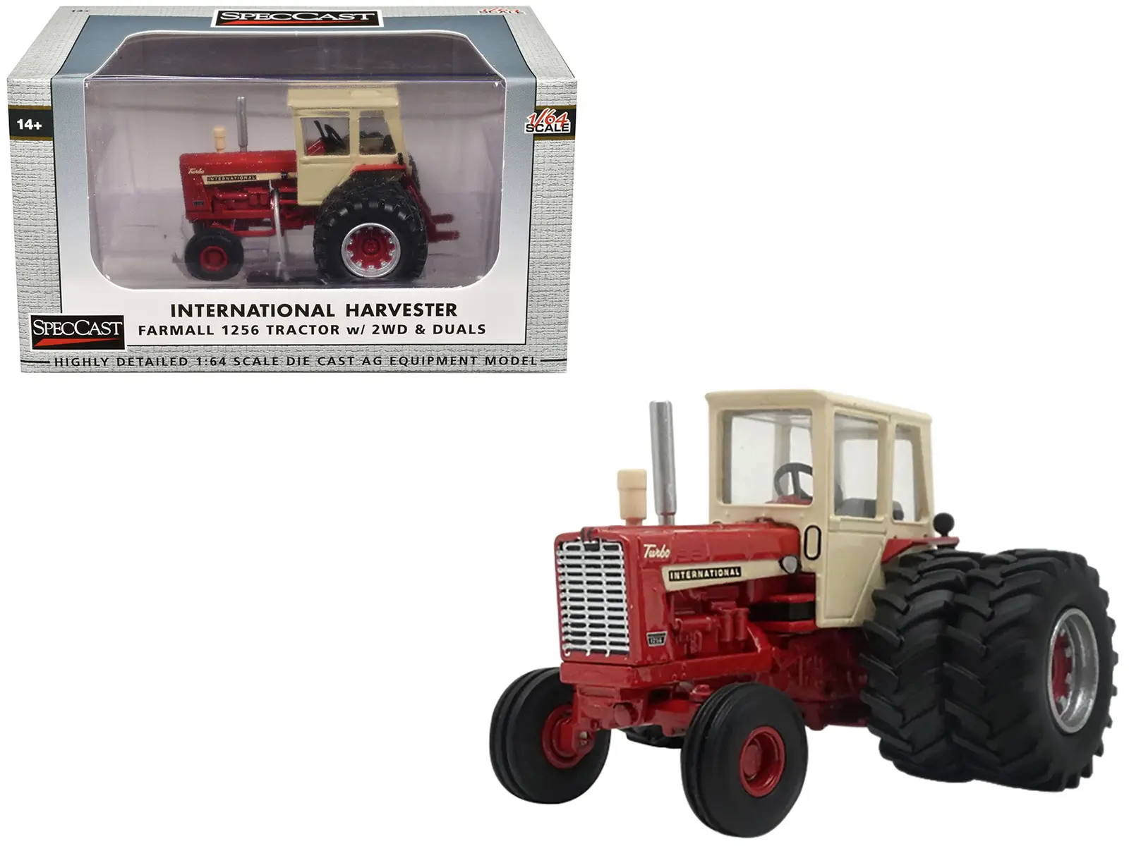 International Harvester Farmall 1256 2WD Tractor with Dual Wheels Red with Cream Cab 1/64 Diecast Model by SpecCast