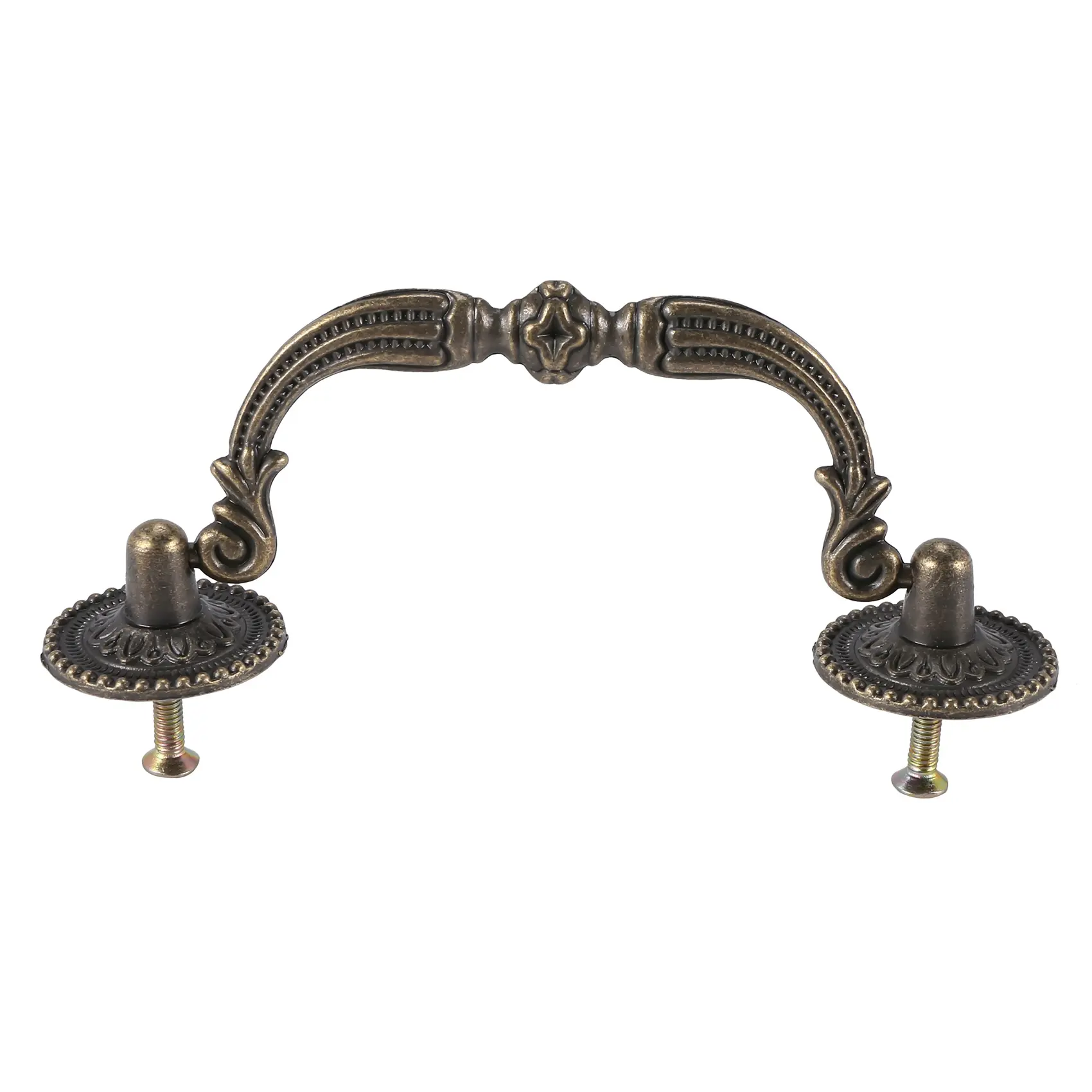 Antique Brass Metal Handles with Screws - 100mm (3.94 inch) High End Elegant Design, Durable Cabinet Doors & Drawers Pulls, Household Appliance Parts
