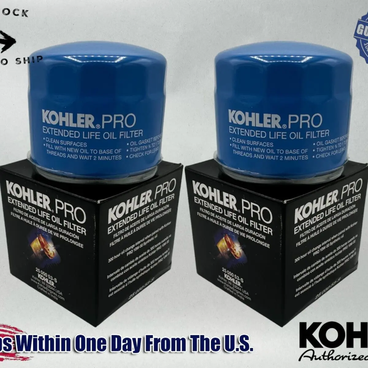 Kohler Genuine OEM Extended Life 300 Hour Oil Filter 25 050 53-S 2 Pack