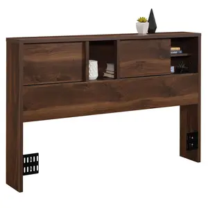 Sauder Harvey Park Full/Queen Bookcase Headboard with Spacious Cubbyhole Storage & Adjustable Shelves for Modern Bedroom Decor