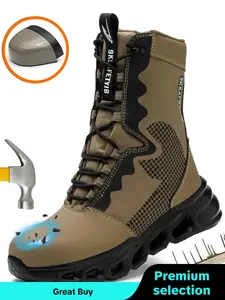 Men's Anti-smashing, Anti-piercing, Durable Steel Toe Safety Boots for Outdoor Activities, Steel Toe Trainers, Combat Shoes, Comfortable and Fatigue-free Standing Shoes, Outdoor Hiking Shoes, Tactical Boots, Waterproof Worker Boots, Footwear