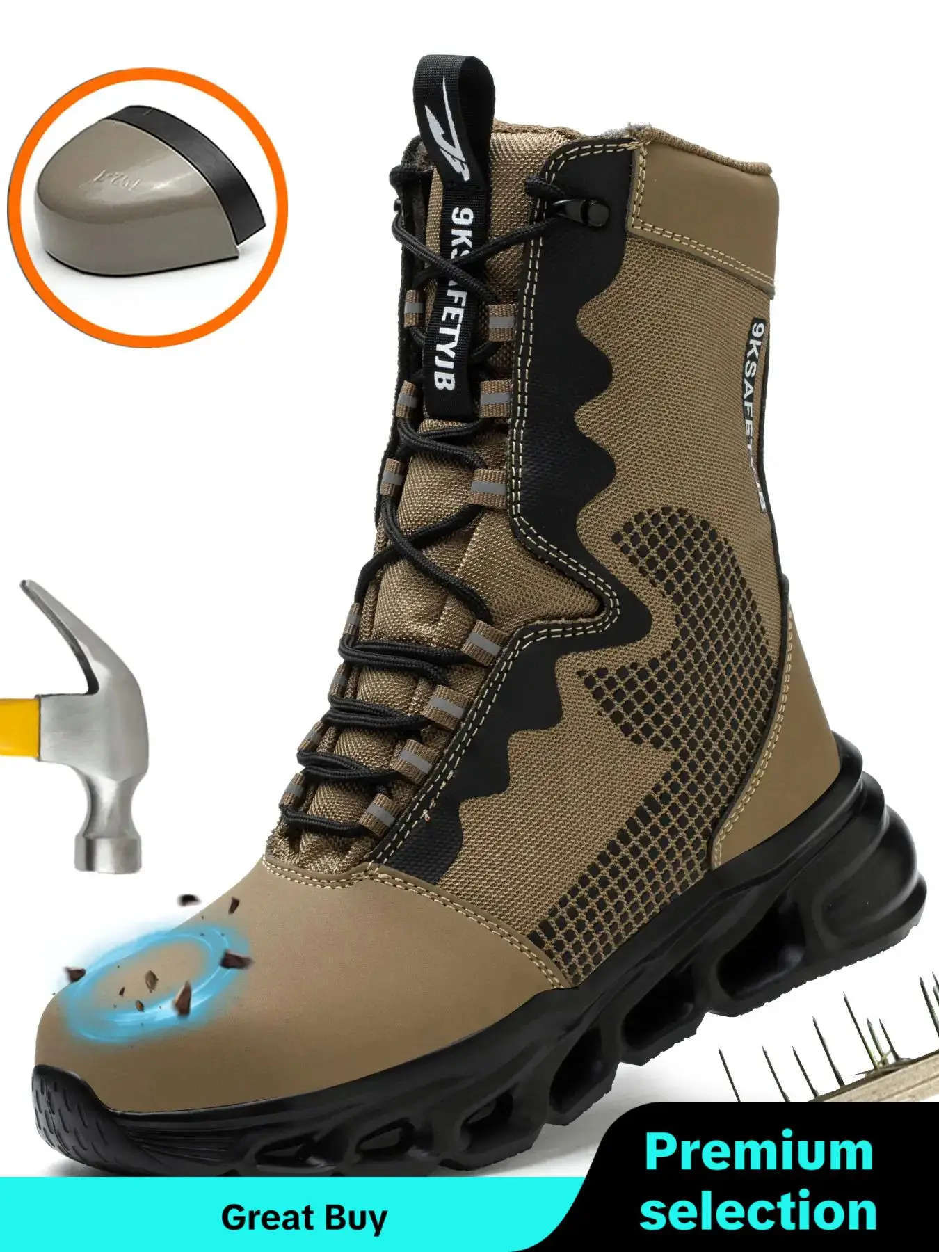 Men's Anti-smashing & Anti-piercing Safety Boots for Outdoor Activities, Steel Toe Trainers, Combat Shoes, Steel Toe Shoes for Men, Comfortable and Fa