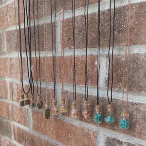 Crystal Chip Bottle Pendant Necklace crystal necklace