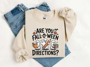 Are You Fall-O-Ween Directions Sweatshirt, Spooky Ghost Teacher T-shirt, Funny Fall Vibes Teacher Sweater, Cute Halloween Gift, Spooky Season Tee