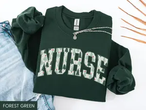 Gildan Nurse Christmas Sweatshirt, RN Christmas Crewneck, Funny Christmas Nursing Sweater, Holiday Nurse Sweatshirt, Cozy Gift for Nurses