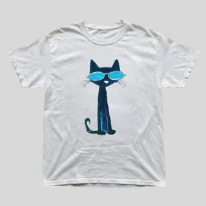 Pete The Cat Graphic Baby Tee, Coquette, Y2k, 90s Retro Graphic Top, Cool Pinterest Aesthetic