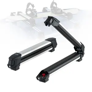 【FathersDayGift】 VEVOR Ski & Snowboard Roof Rack, Carry up to 4 Pairs of Skis or 2 Snowboards, 2 PCS Aluminum Universal Car Roof Rack with Lock & Rubber Padding, Carrier for Fishing Rod, Fit Most Slotted Crossbars